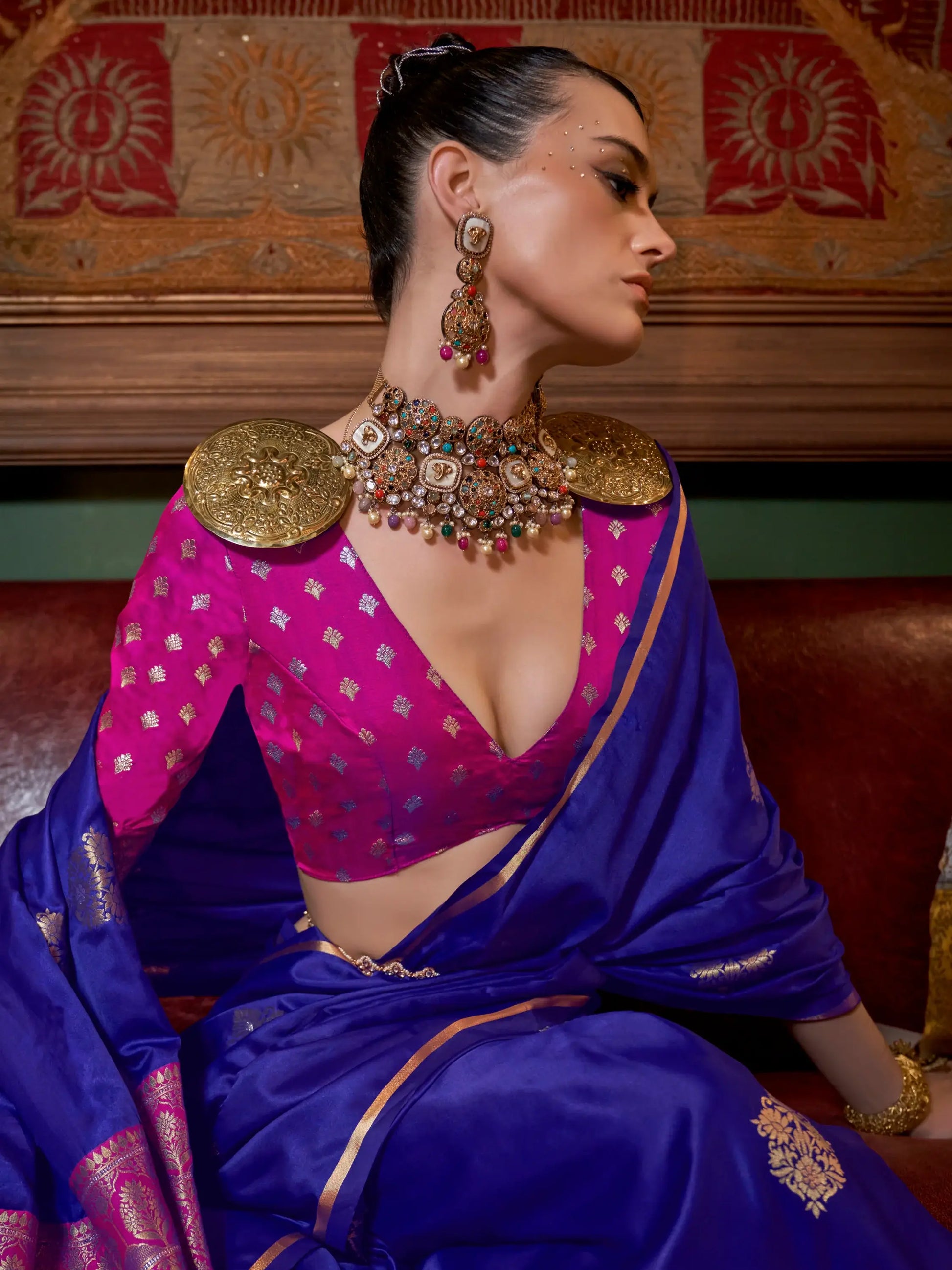 Amazing Blue Zari Weaving Satin Festival Wear Saree With Blouse - Zeel Clothing