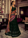 Amazing Bottle Green Thread Work Georgette Mehendi Wear Lehenga Choli