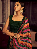 Amazing Bottle Green Thread Work Georgette Mehendi Wear Lehenga Choli
