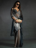 Amazing Brown Satin Cocktail Wear Pre-Stitched Saree With Blouse - Zeel Clothing