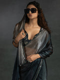 Amazing Brown Satin Cocktail Wear Pre-Stitched Saree With Blouse - Zeel Clothing