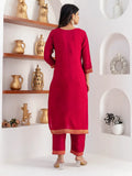 Amazing Cherry Pink Zari Weaving Viscose Silk Casual Wear Pant Suit - Zeel Clothing