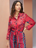 Amazing Coral Pink Digital Printed Muslin Silk Co-Ord Set - Zeel Clothing