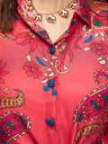 Amazing Coral Pink Digital Printed Muslin Silk Co-Ord Set - Zeel Clothing