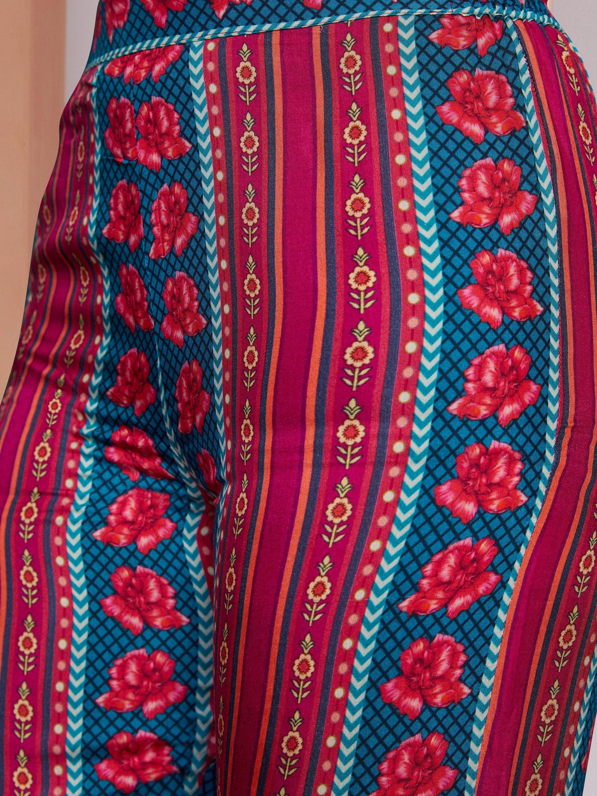 Amazing Coral Pink Digital Printed Muslin Silk Co-Ord Set - Zeel Clothing