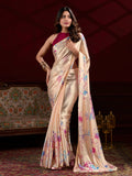 Amazing Cream Floral Printed Satin Casual Wear Saree With Blouse - Zeel Clothing