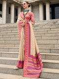 Amazing Cream Weaving Banarasi Silk Traditional Saree With Blouse - Zeel Clothing