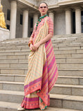 Amazing Cream Weaving Banarasi Silk Traditional Saree With Blouse - Zeel Clothing
