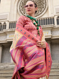 Amazing Cream Weaving Banarasi Silk Traditional Saree With Blouse - Zeel Clothing