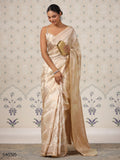 Amazing Cream Zari Weaving Banarasi Silk Traditional Saree With Blouse - Zeel Clothing