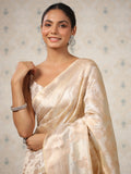 Amazing Cream Zari Weaving Banarasi Silk Traditional Saree With Blouse - Zeel Clothing