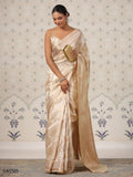 Amazing Cream Zari Weaving Banarasi Silk Traditional Saree With Blouse - Zeel Clothing