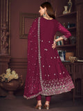 Amazing Dark Pink Embroidered Georgette Reception Wear Anarkali Suit - Zeel Clothing