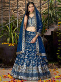 Amazing Dove Blue Silk Embroidery Zari Party Wear Lehenga Choli - Zeel Clothing