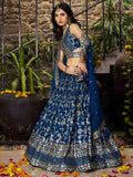 Amazing Dove Blue Silk Embroidery Zari Party Wear Lehenga Choli - Zeel Clothing