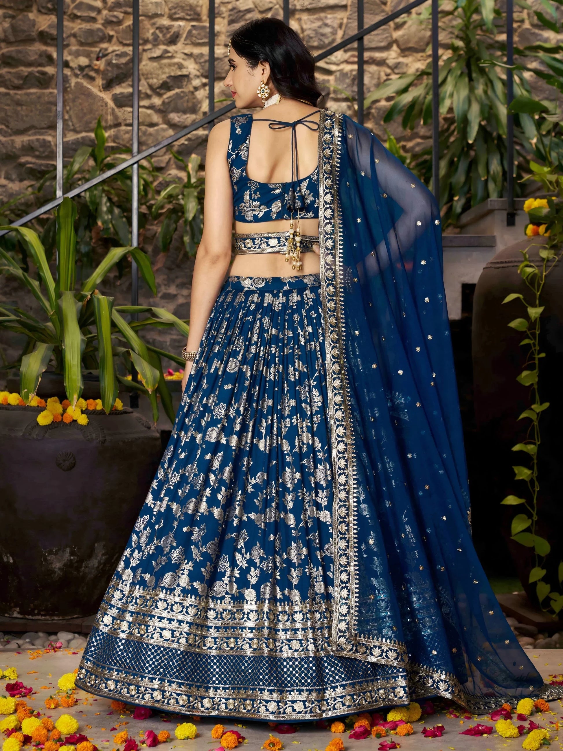 Amazing Dove Blue Silk Embroidery Zari Party Wear Lehenga Choli - Zeel Clothing