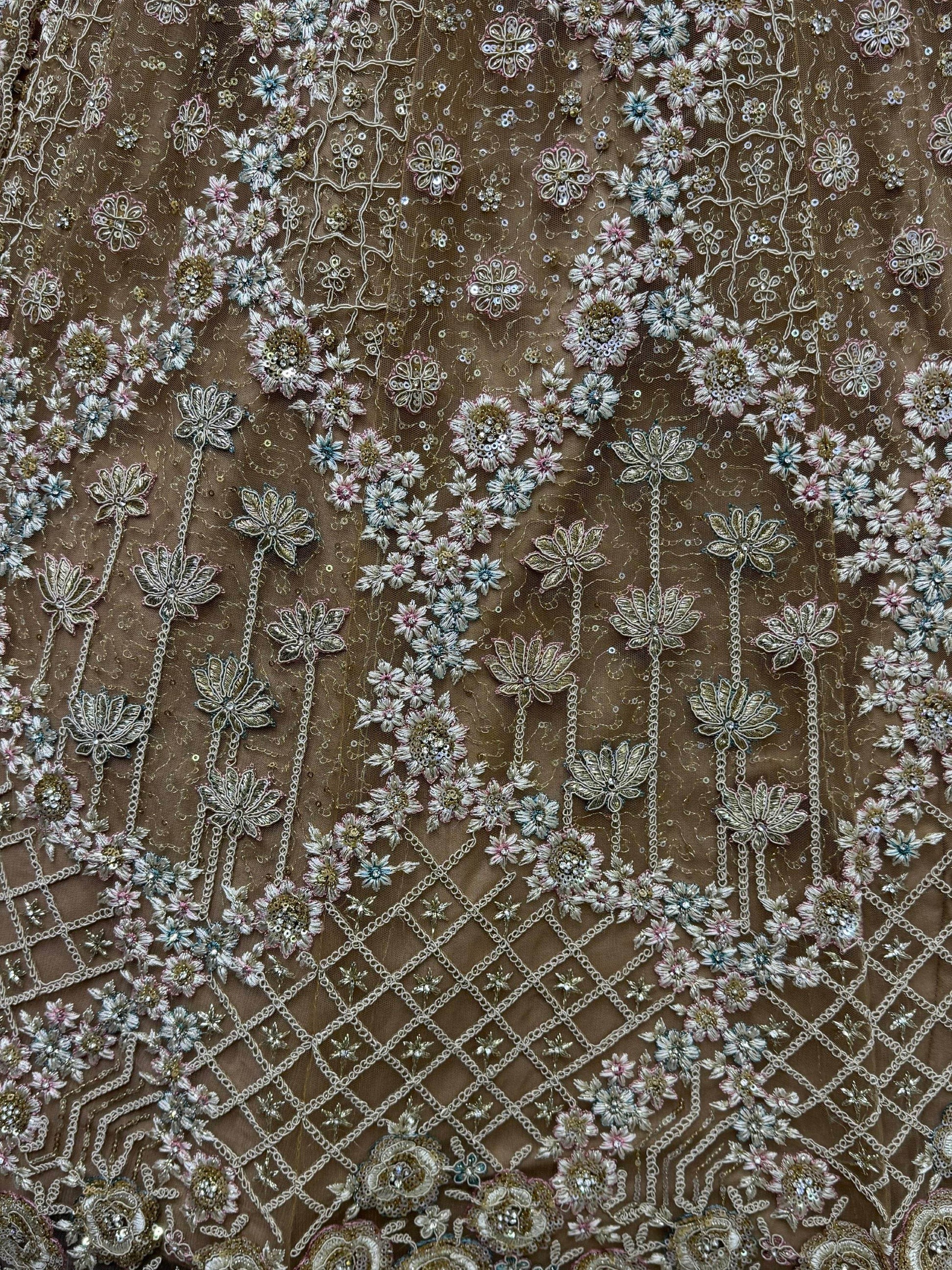 Amazing Golden Zirkon Work Net Engagement Wear Lehenga Choli - Zeel Clothing