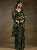 Amazing Green Chiffon Bollywood Pre-Stitched Saree With Blouse - Zeel Clothing