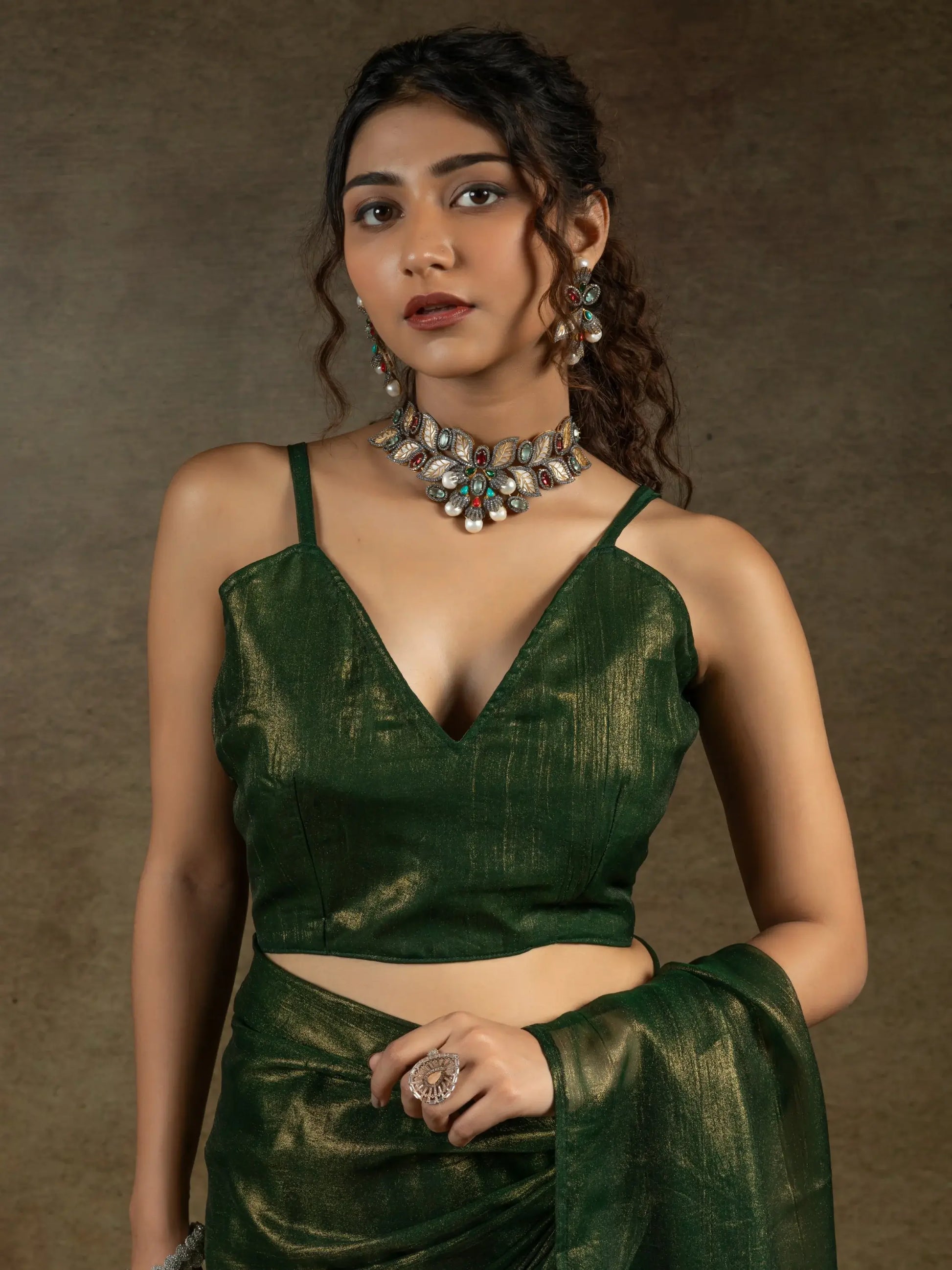 Amazing Green Chiffon Bollywood Pre-Stitched Saree With Blouse - Zeel Clothing