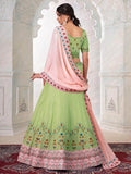 Amazing Green Embroidered Georgette Sangeet Wear Lehenga Choli With Dupatta - Zeel Clothing