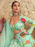 Amazing Green Floral Printed Organza Function Wear Lehenga Choli - Zeel Clothing