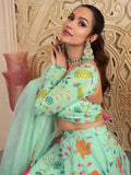 Amazing Green Floral Printed Organza Function Wear Lehenga Choli - Zeel Clothing