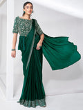 Amazing Green Lace Work Chiffon Event Wear Saree With Blouse - Zeel Clothing