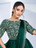 Amazing Green Lace Work Chiffon Event Wear Saree With Blouse - Zeel Clothing
