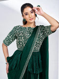 Amazing Green Lace Work Chiffon Event Wear Saree With Blouse - Zeel Clothing