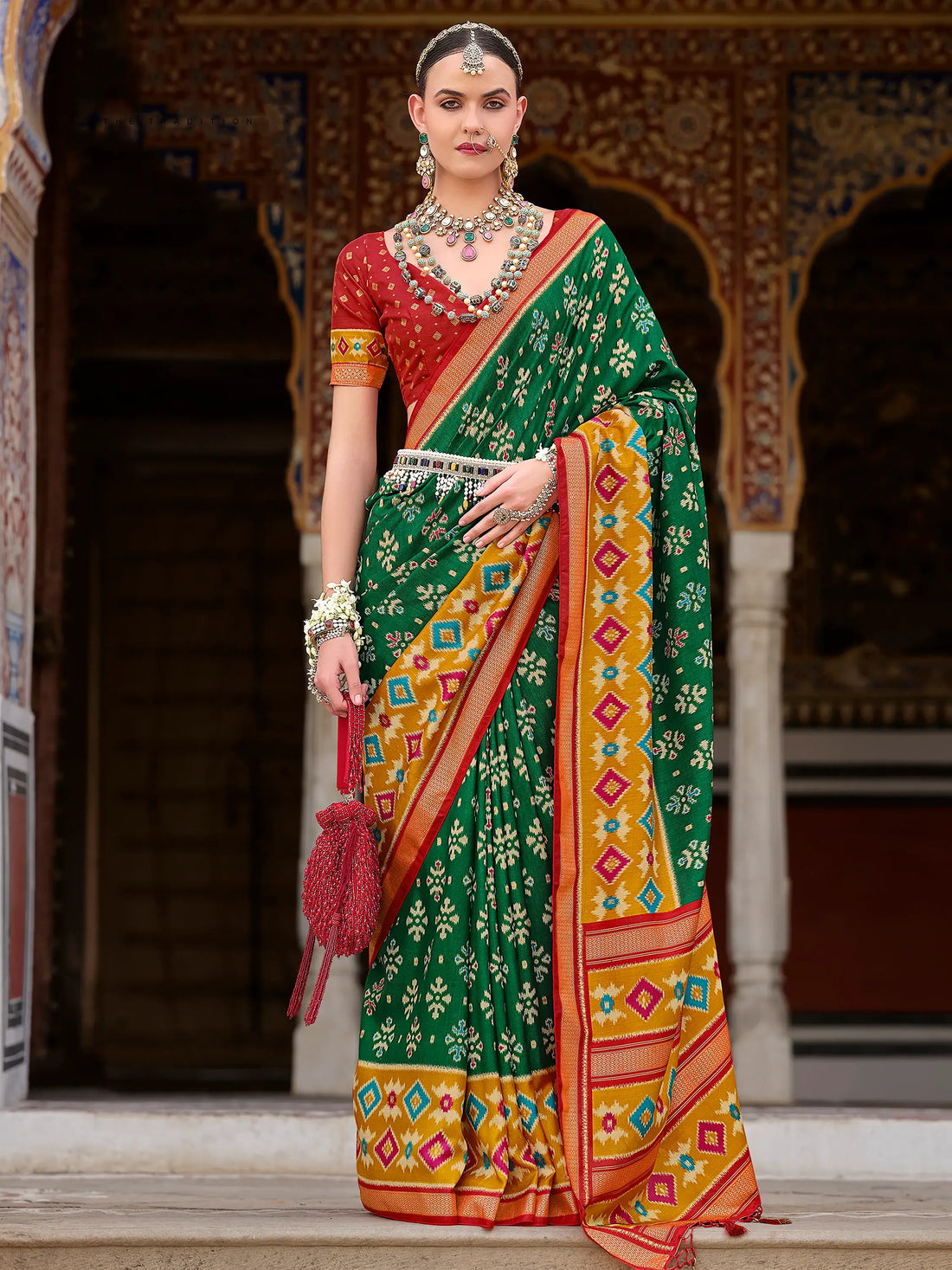 Amazing Green Printed Silk Event Wear Saree With Blouse - Zeel Clothing