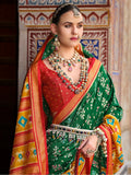 Amazing Green Printed Silk Event Wear Saree With Blouse - Zeel Clothing