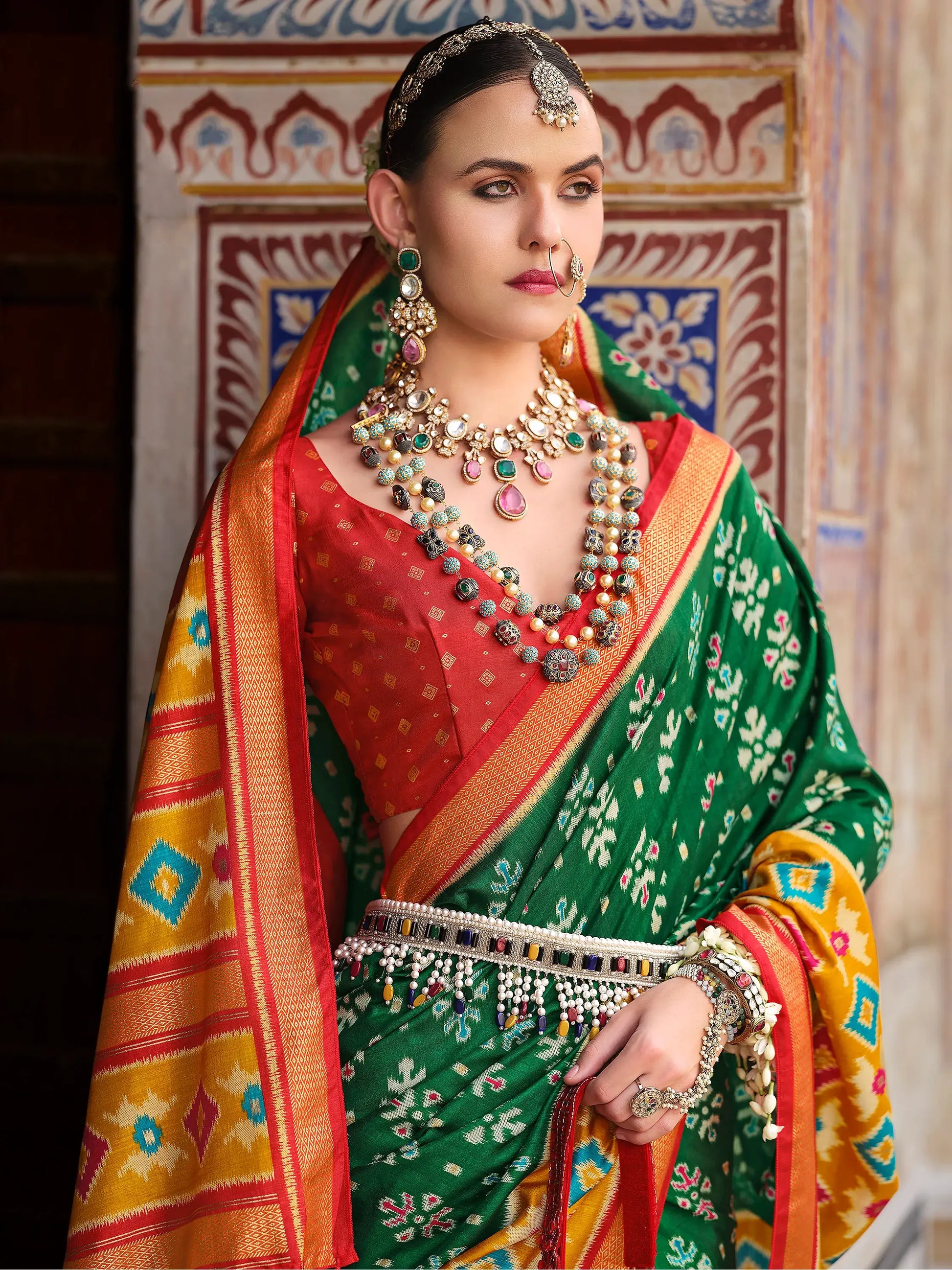 Amazing Green Printed Silk Event Wear Saree With Blouse - Zeel Clothing