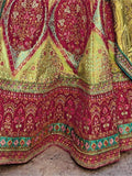 Amazing Green Sequins Banarasi Silk Sangeet Wear Lehenga Choli - Zeel Clothing