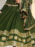 Amazing Green Sequins Embroidery Vichitra Silk Mehendi Wear Gown With Dupatta - Zeel Clothing