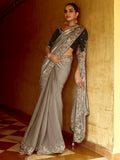 Amazing Grey Sequins Organza Traditional Wear Saree With Blouse - Zeel Clothing