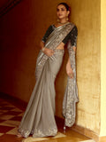Amazing Grey Sequins Organza Traditional Wear Saree With Blouse - Zeel Clothing