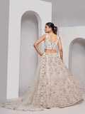 Amazing Ivory Embroidered Net Designer Lehenga Choli With Dupatta - Zeel Clothing