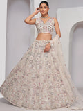 Amazing Ivory Embroidered Net Designer Lehenga Choli With Dupatta - Zeel Clothing
