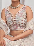 Amazing Ivory Embroidered Net Designer Lehenga Choli With Dupatta - Zeel Clothing