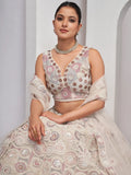 Amazing Ivory Embroidered Net Designer Lehenga Choli With Dupatta - Zeel Clothing