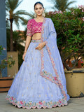 Amazing Light Blue Sequins Viscose Wedding Wear Lehenga Choli - Zeel Clothing