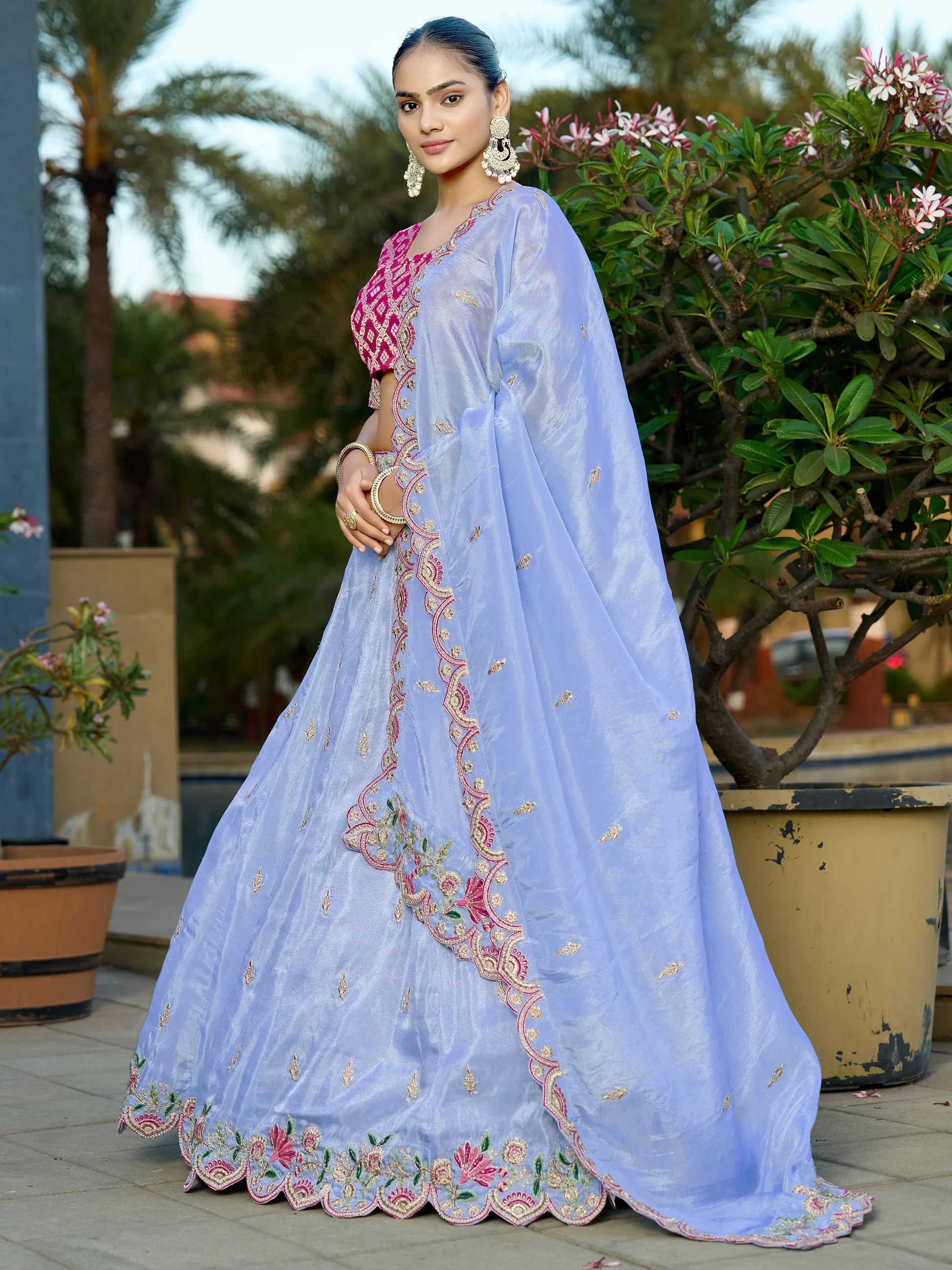 Amazing Light Blue Sequins Viscose Wedding Wear Lehenga Choli - Zeel Clothing