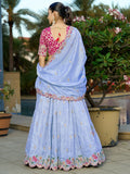 Amazing Light Blue Sequins Viscose Wedding Wear Lehenga Choli - Zeel Clothing
