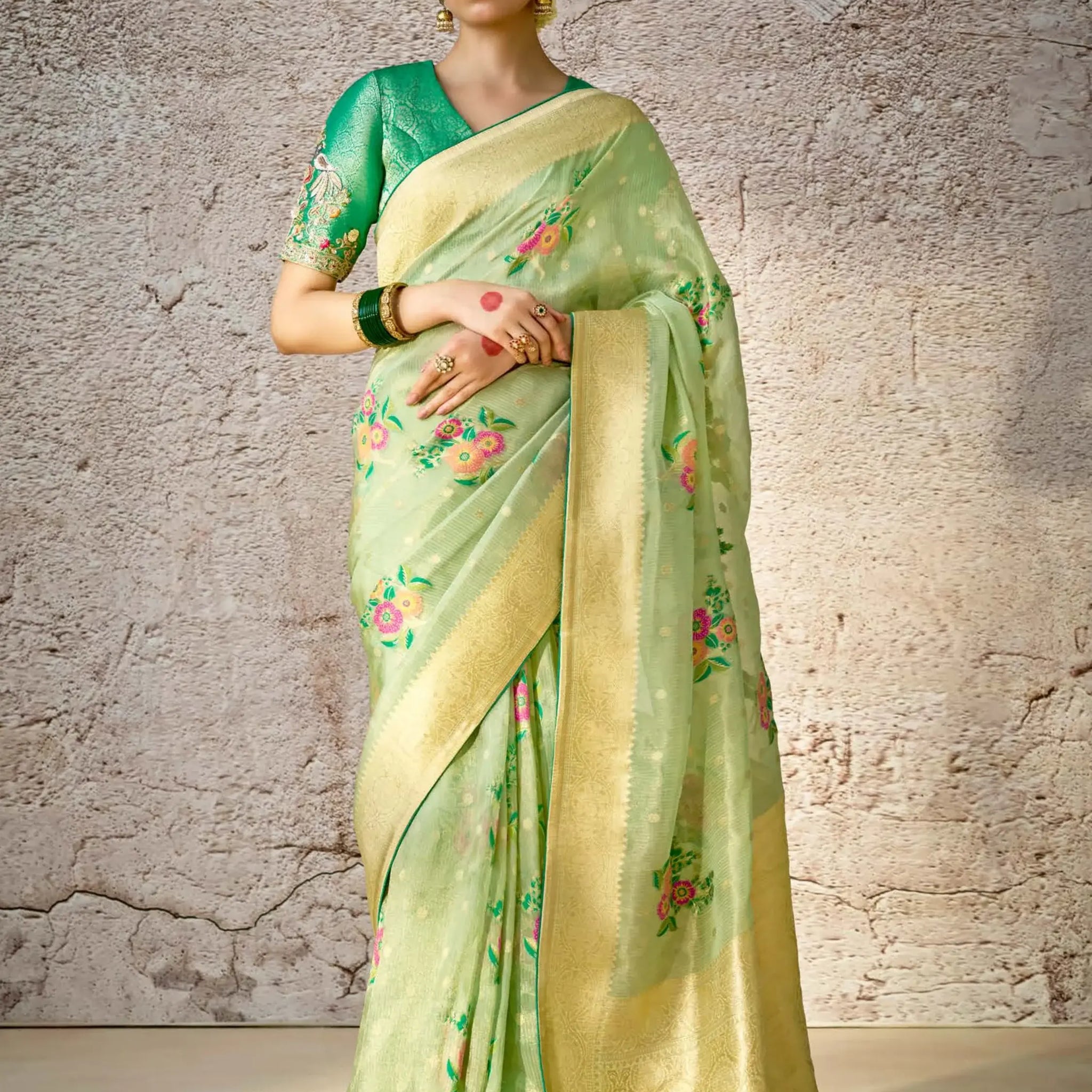 Amazing Light Green Zari Weaving Silk Traditional Saree With Blouse - Zeel Clothing