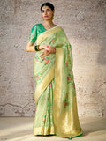 Amazing Light Green Zari Weaving Silk Traditional Saree With Blouse - Zeel Clothing