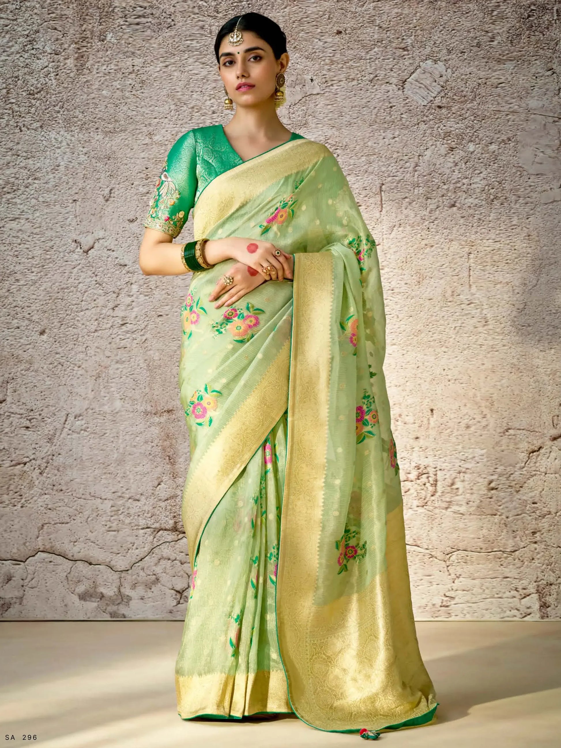 Amazing Light Green Zari Weaving Silk Traditional Saree With Blouse - Zeel Clothing