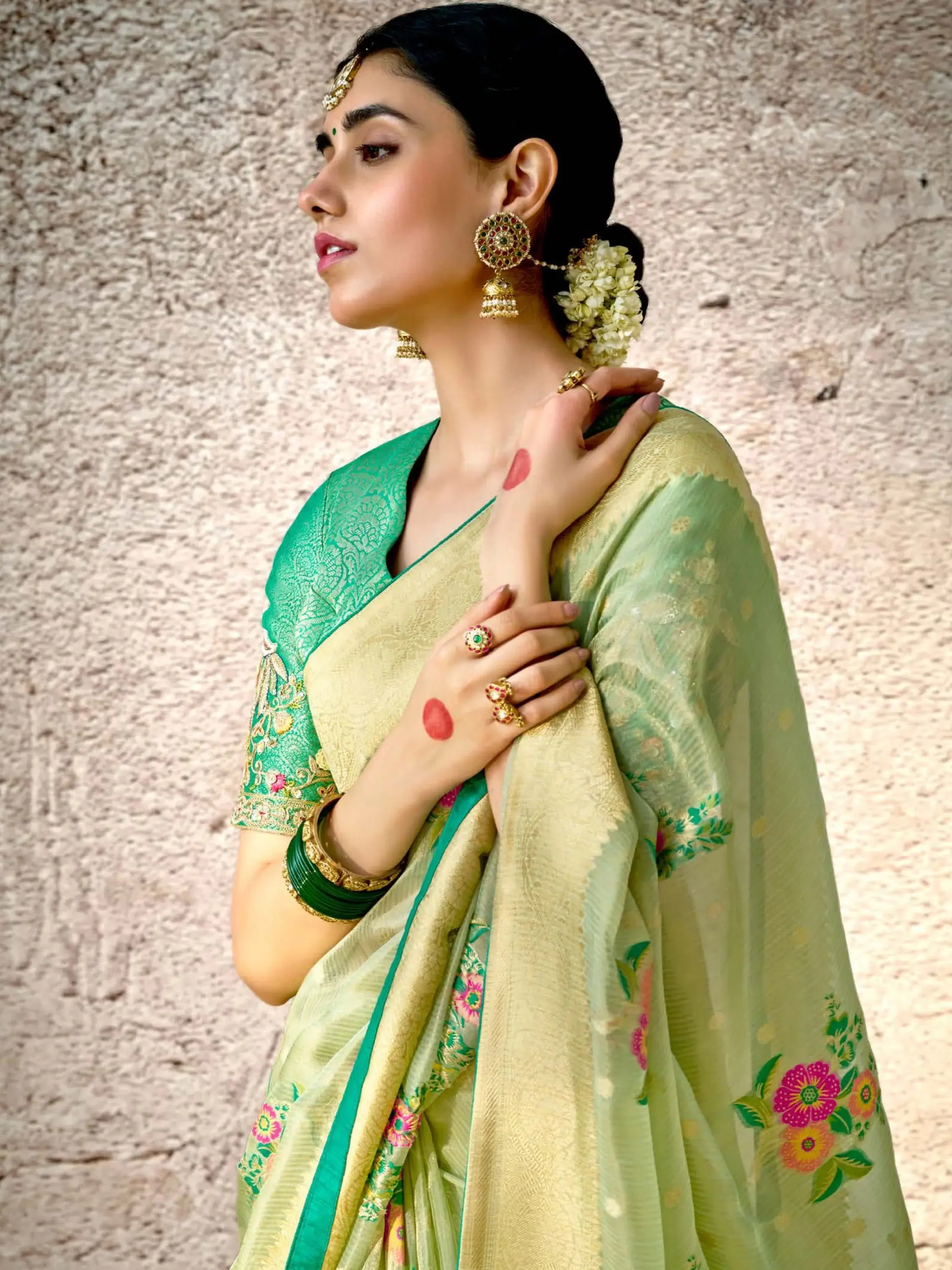 Amazing Light Green Zari Weaving Silk Traditional Saree With Blouse - Zeel Clothing