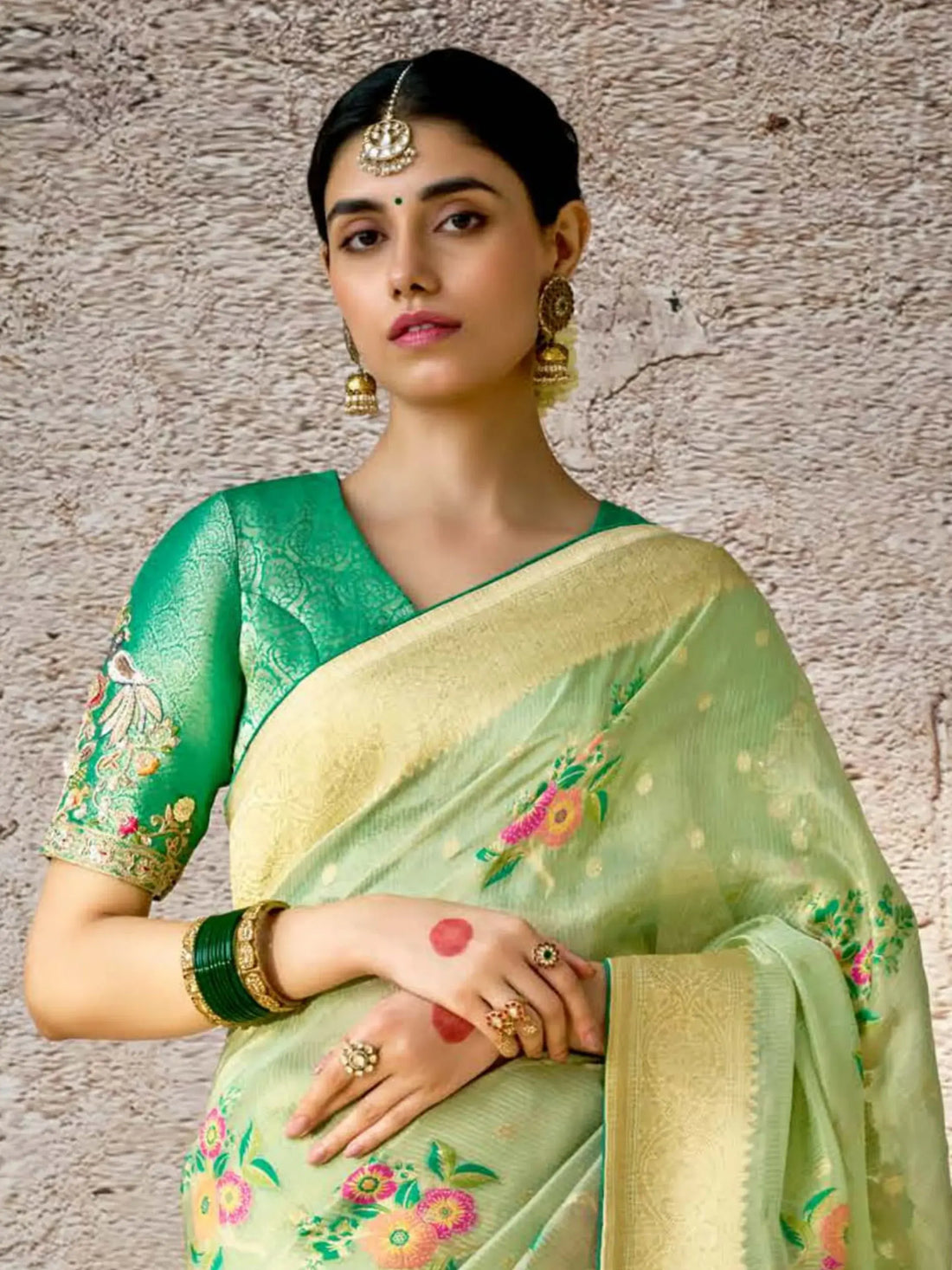 Amazing Light Green Zari Weaving Silk Traditional Saree With Blouse - Zeel Clothing