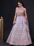 Amazing Light Purple Sequins Stain Lehenga Choli With Dupatta - Zeel Clothing