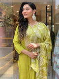 Amazing Lime Green Printed Viscose Festival Wear Pant Suit With Dupatta - Zeel Clothing